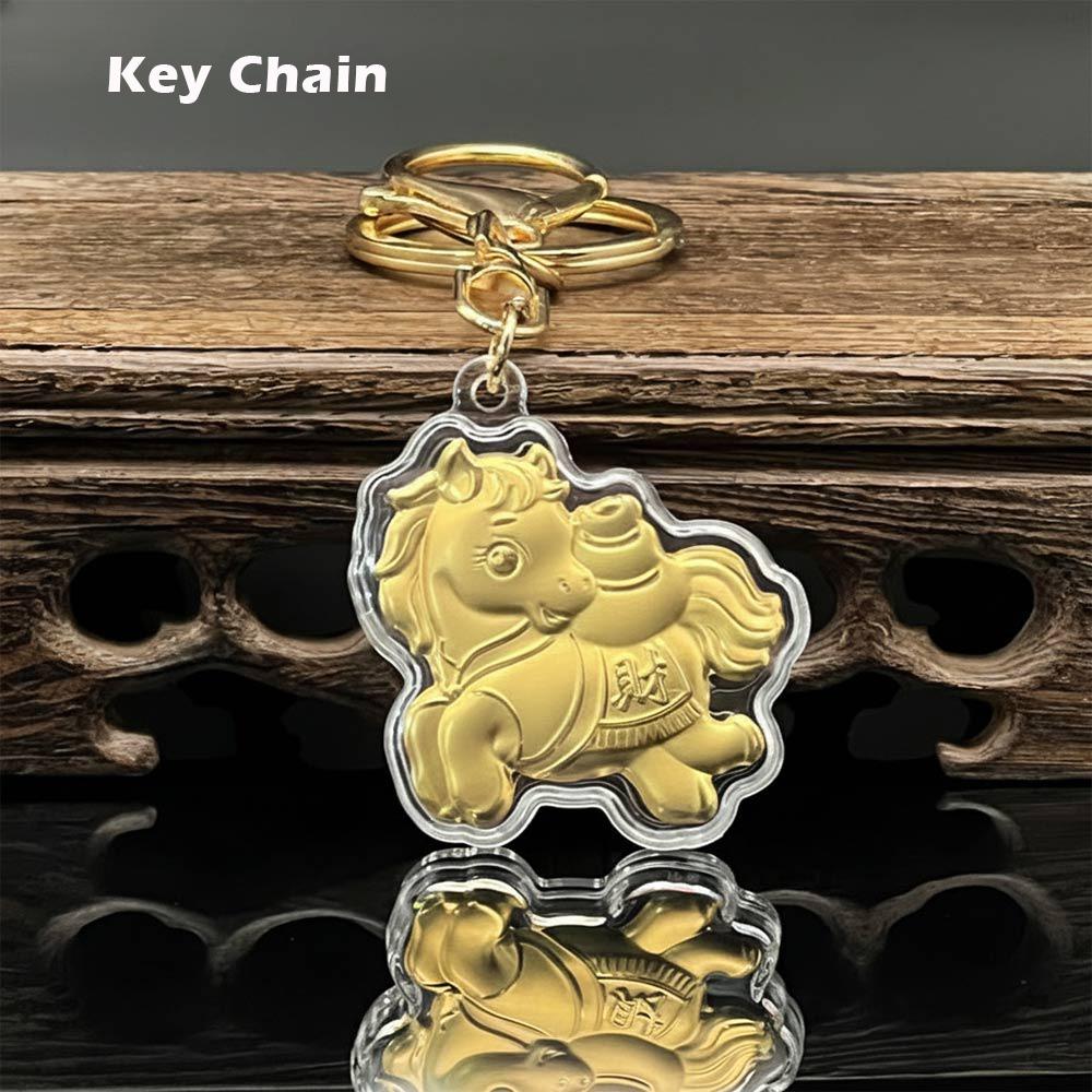 Imitation Gold Foil Zodiac Horse Pendant Lucky Horse Phone Chain Bag Pendant  Personal Accessory