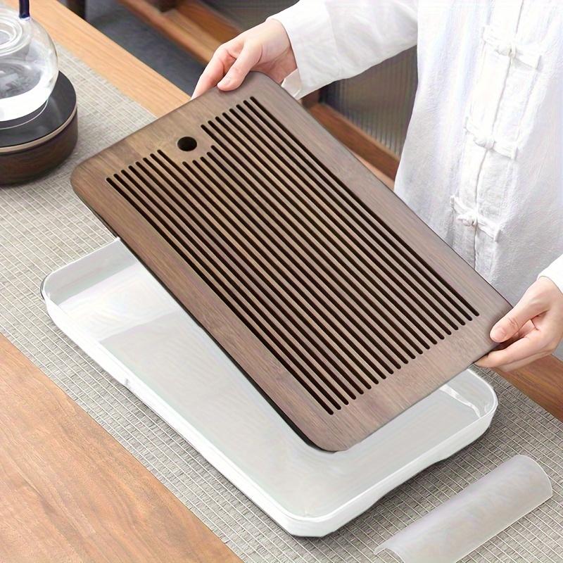 1ks Bambusový čínský Kung Fu podnos na čaj se zásobníkem vody Malý čajový stolek Podnos na čajové nádobí Hrnek na čaj Odkapávací podnos pro domácí čajovnu Restaurace Hotelový čajový doplněk