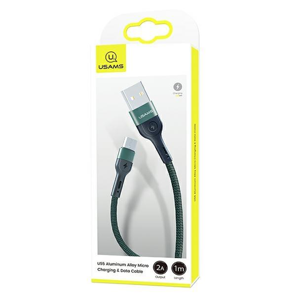 Usams Kabel Pleciony U55 2A Micro Usbzielony/Green 1M Sj450Usb02 (Us-Sj450)