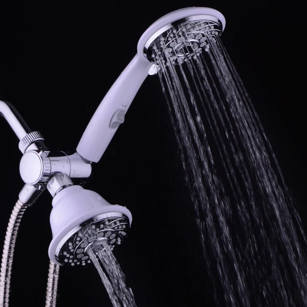 Designer 2-Tone Showerhead Handheld Combo 30-Setting Dual Spray Chrome White Easy Installation High Power Precision
