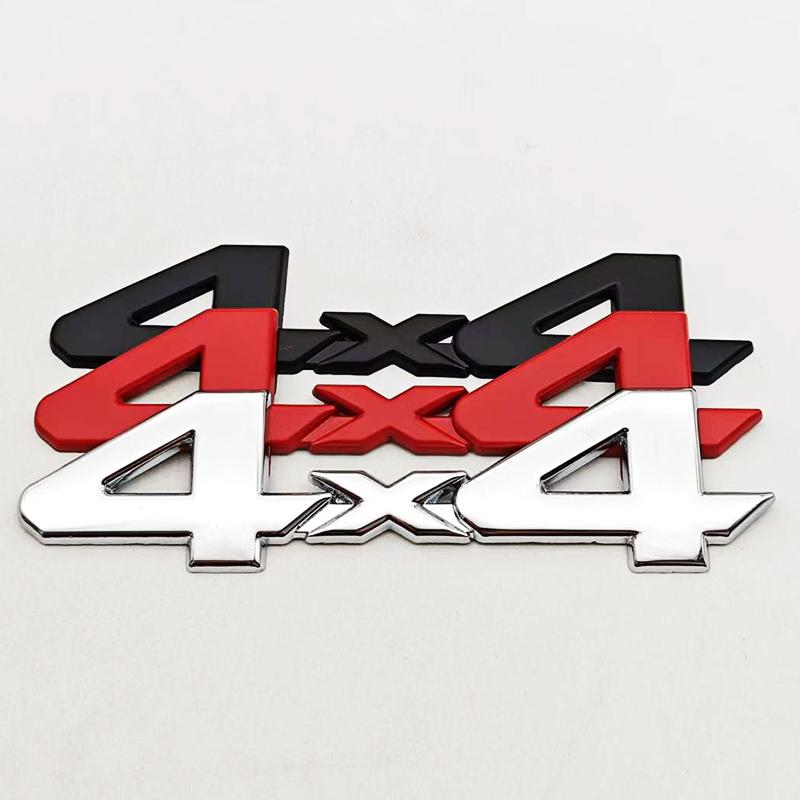 3D Metal Red Chrome Black Logo 4X4 Emblem Letters Decals Car Rear Trunk Badge For Toyota Tundra 4x4 Sticker Adhesive Accessories