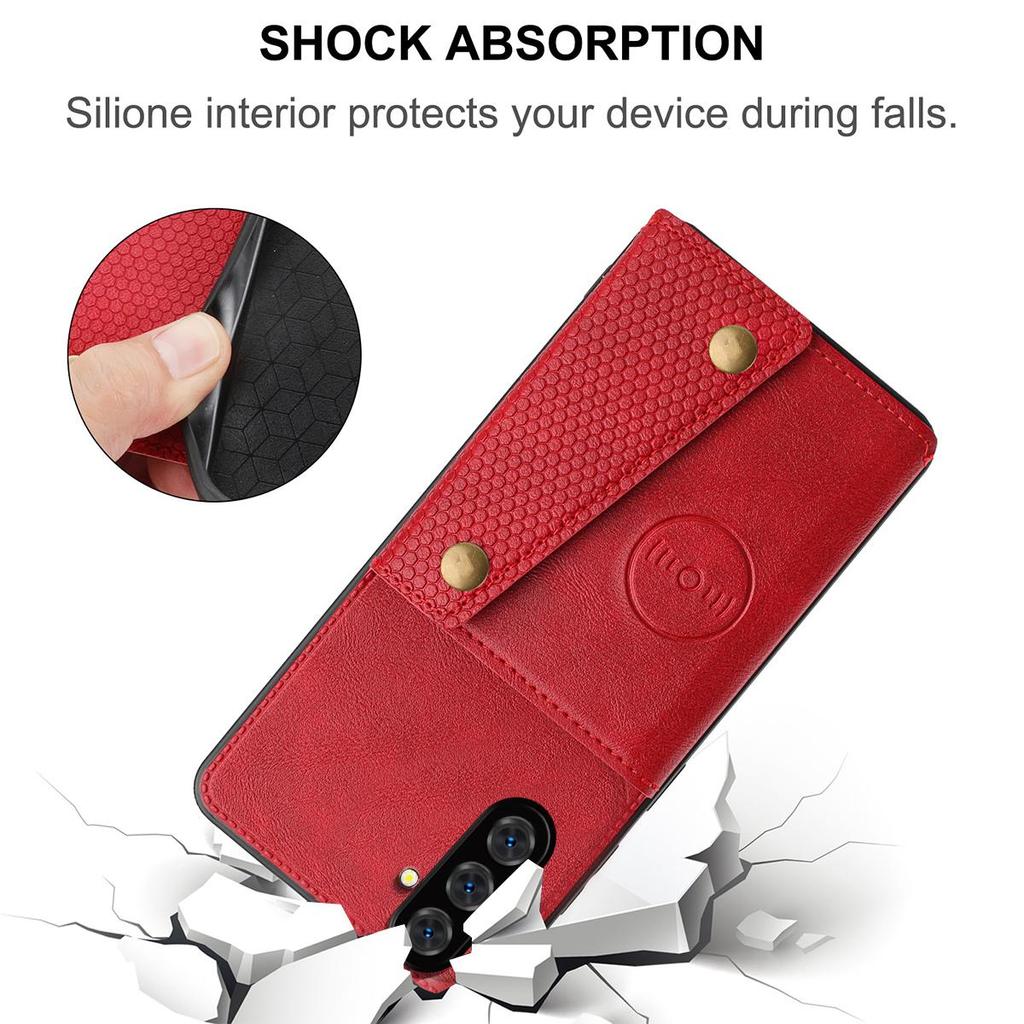 Vintage Leather Card Holder Phone Case for Samsung Galaxy S26+ Card Pockets Dual Snap Buttons Flip Wallet Shell