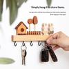 Nordic Style Solid Wood Key Hook Rack Punch Free Wall Mount Holds Keys Coats Towels for Bedroom Entryway Decor