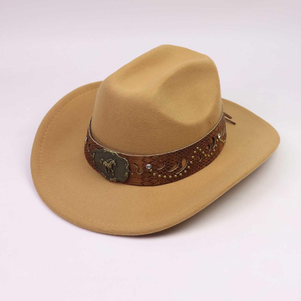 New Western cowboy top hat men and women couple gentleman's hat horse head decoration with jazz hat Tibetan