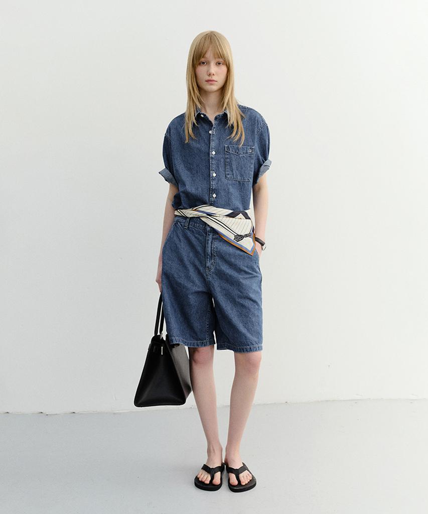 Deonseuteu Unisex Linen Denim Shirt_Udsh6B129_Classic Blue