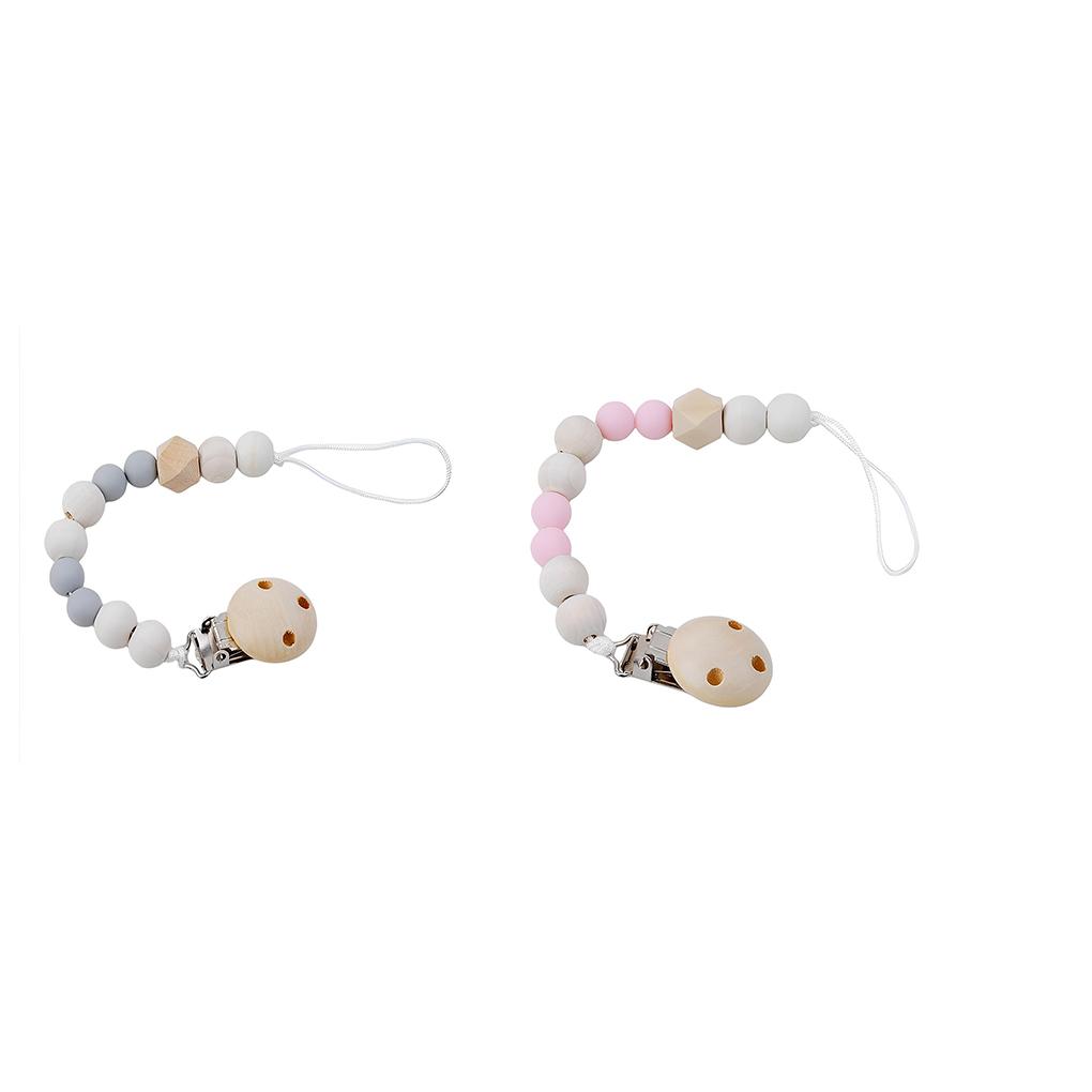 Silicone Clip Chain Smooth Wooden Clip Heads Easy To And Clean Silicone Beads Baby Clip