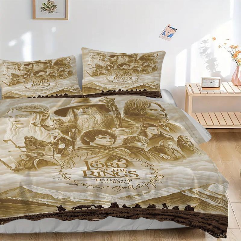 

3pcs Lord of the Rings Cover Set, Bedding Set, Soft Comfortable Duvet Cover, For Bedroom, Guest Room (1*Duvet Cover + 2*Pillowcases, Without 135x200cm