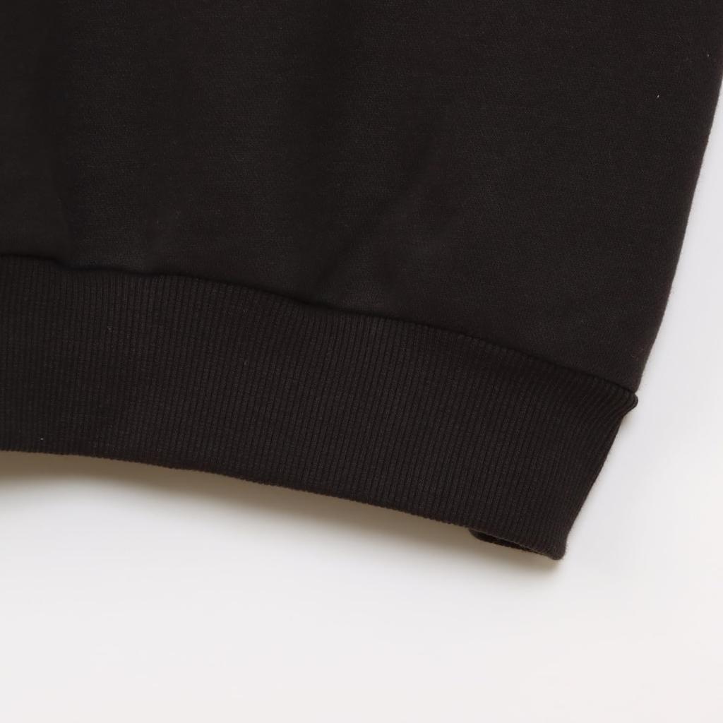 Champion Basic Cotton USA Short Sleeve Sweatshirt In Off Featuring a Crew Fleece and a Logo Women's (CW-B005) Black, Neck, Lining, One-point