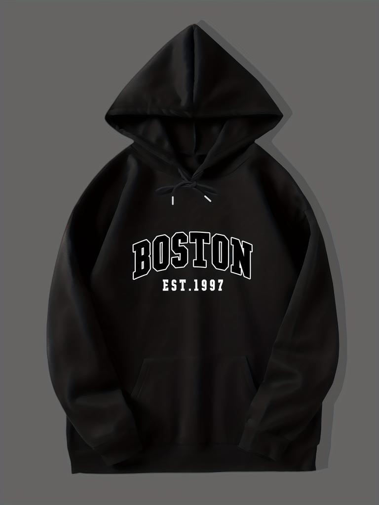 Mens American City Print Hoodie Graphic Design Cozy Streetwear Sweatshirt with Pocket - Perfect for  Gift Choice