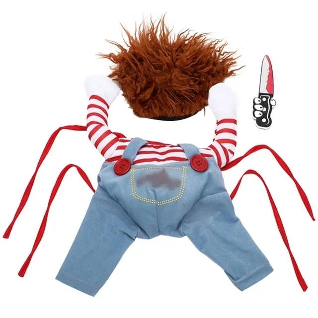 Deadly Doll Pet Costume For Halloween Small Dog Transformer Outfit Pet Role Play Costume For Party Dress Up Funny Pet Clothes