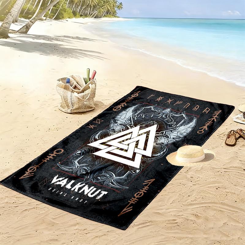 Viking emblem 2D Flat Print Beach Towel, Large Soft Quick Dry Towel for Beach Camping Swimming.NSTJ0928567
