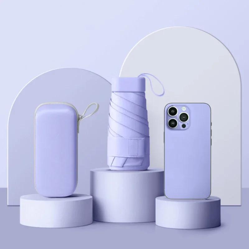 

Фиолетовый мини-зонт-капсула, солнечный и дождливый, двойного назначения, защита от дождя и солнца, переносной зонт для путешествий и отдыха на открытом воздухе