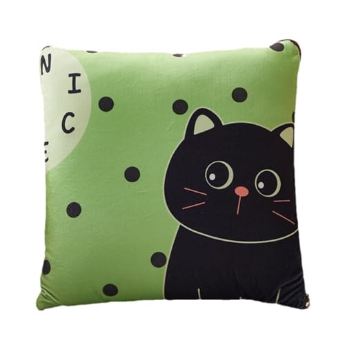 

ADOSSY Fluffy Blanket, 2-Way Design, Cute Cat and Panda Design, Perfect for Office, Sofa, or Car Camping, Perfect for Cold Weather (Cat)