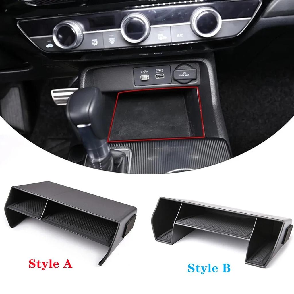 ABS Black Car Central Control Storage Box Trims Phone Card Holder Cover Fit For Honda Eleventh Generation Civic 2022 Accessories