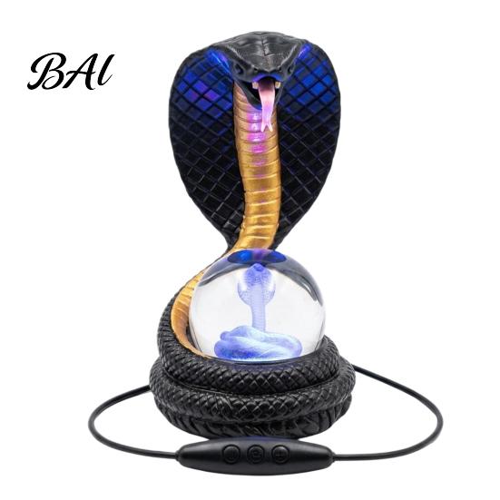Dekoration für das Jahr der Schlange Formige Schreibtischlampe, Harz LED Tischleuchte mit RGB Farbe Gotisches Desktop-Ornament Wechselnd, Kunstkristallkugel-Lampe für