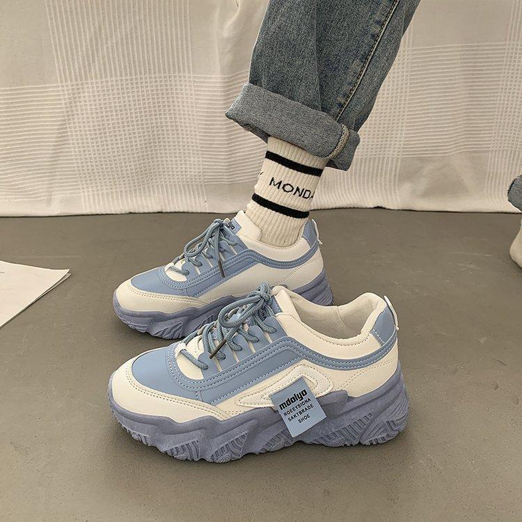 Dad Shoes Women's  Autumn New Rubber Soft Bottom Color Matching Wave Bottom Lightweight Casual Sneaker Children Mixed Batch