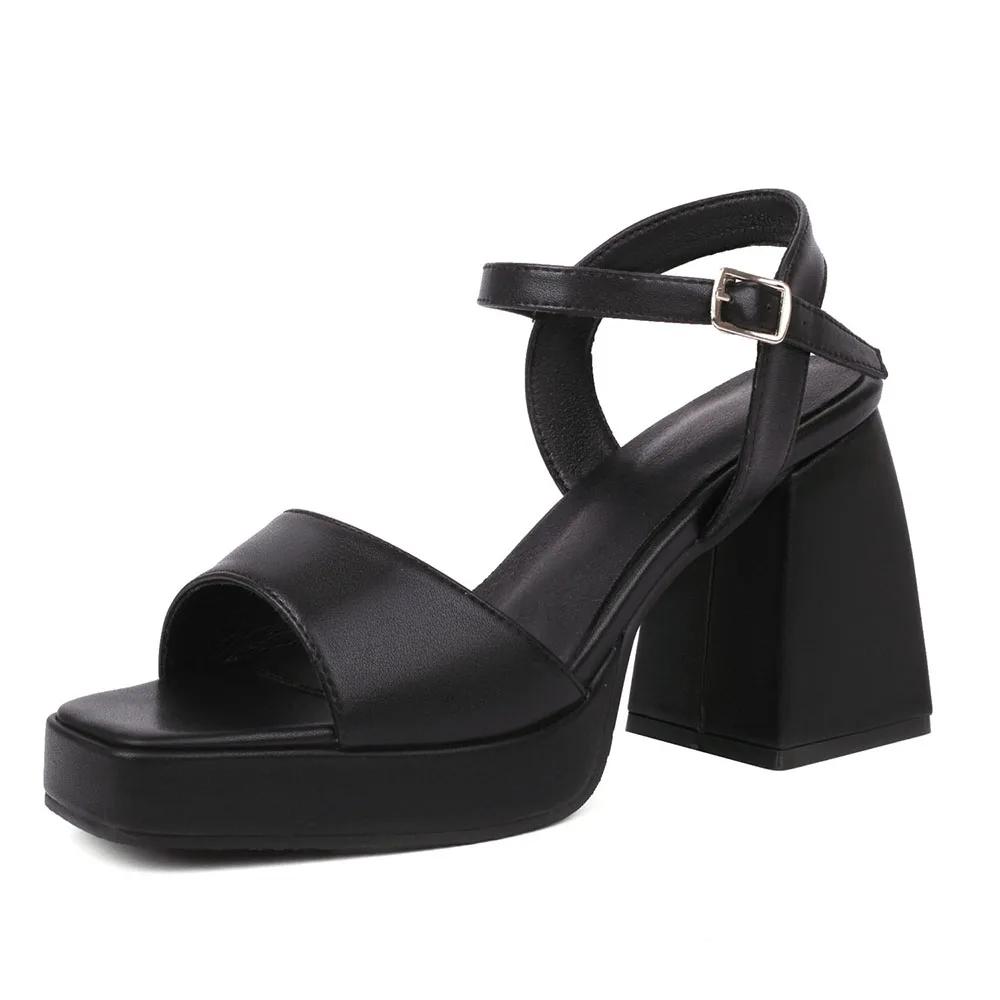 

Fashion 2025 Summer Women Platform Pumps Fashion Woman Shoes All Match Block Heel Ladies Sandals sandales femme dropship 33 чёрный