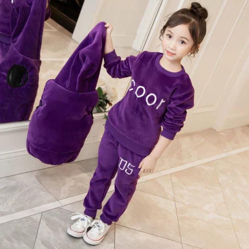 4-12 Years Winter Girls Tracksuit Autumn Teenager Clothes Padded Velvet Jacket + Hoodie + Pant 3Pcs Children's Clothing