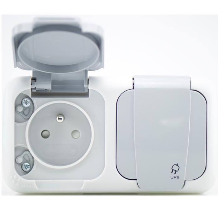 Lot de 5 double prise 2P+T étanche IP54- Viko by Panasonic - Gris - NF