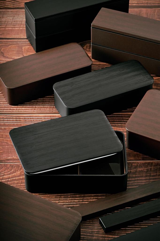Tatsumiya WOOD STYLE Slim Lunch Brown Wood 30461 Single-Tier Box, Grain, 550mm,