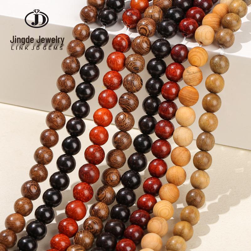 Golden Sandalwood Round Beads - Loose Wooden Beads for DIY Buddhist Jewelry & Accessories