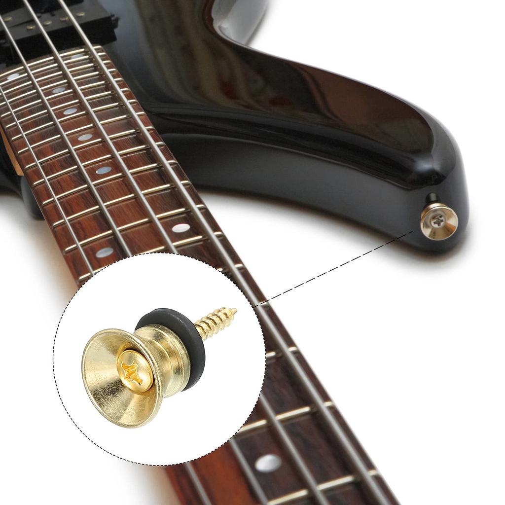 uxcell Guitar Neck Strap Strap Lock Small End Pin with Felt for Guitars and Holder, Pin, Set, Metal, Gold/Silver/Black, Washers, Basses, 12-Pack