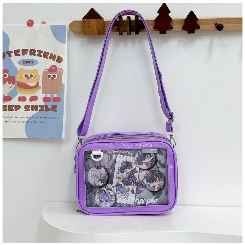 Academy style, high-value transparent pain bag, shoulder messenger bag, soft girl girl, large-capacity bar millet class schoolbag