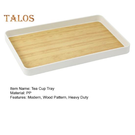 Vassoio per tazza da tè con motivo in legno Moderno rettangolo antiscivolo Resistente PP Multifunzionale per servire frutta Stoviglie Portaoggetti per organizer Rack Cucina