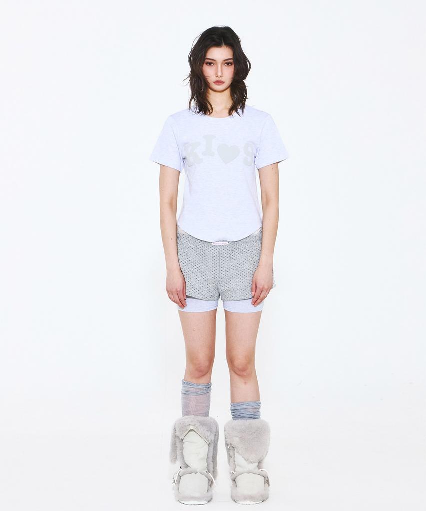 Kimseupeulesikoteunmakes Bumpy Kiss Logo T-Shirt Gray