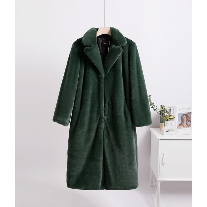 Womens Oversized Faux Fur Blend Long Coat With Shawl Collar Winter Warm Outerwear
