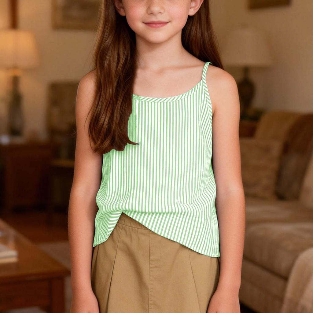 Children's Fashionable And Cute Striped Sleeveless Camisole Casual Girls' Top