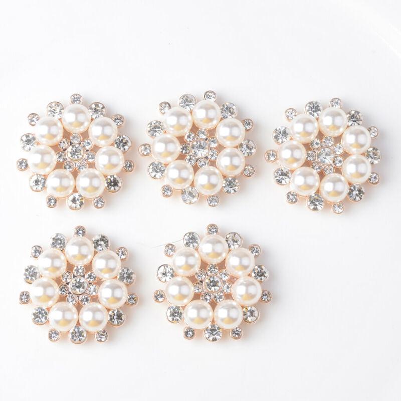 Κομψά κουμπιά Faux Flatback Εξαιρετικά διακοσμητικά Μαργαριτάρι Κρυστάλλινο λουλούδι στρας