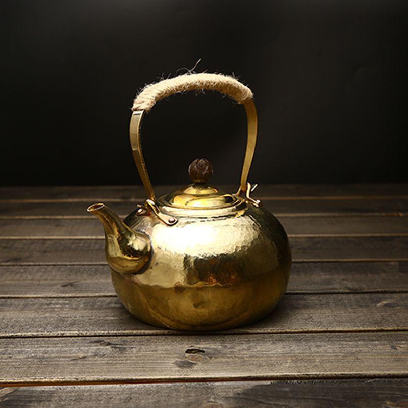 Hand Hammered Copper Teapot 1L Vintage Style Kettle Gongfu Tea Brewing With Charcoal Stove