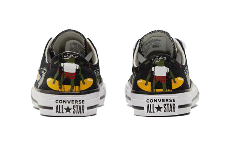 Converse Chuck Taylor All Star Canvas Abrasion Resistant Low Top Kids Canvas Shoes Black Green Yellow 671293C
