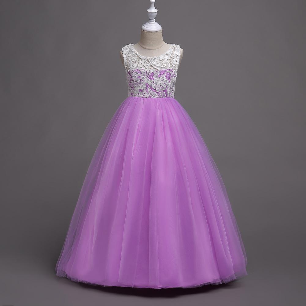 

Кружевное вечернее платье для девочек в корейском стиле - Праздничное платье для старшего ребенка 130 cm фиолетовый