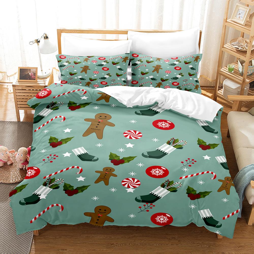 Christmas 3D Digital Printing Three-Piece Set, Bedding Kit, Christmas Knitting