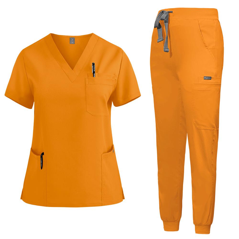 Unisex Short Sleeve Quick-Drying Scrub Suit for ICU Nurses - New Color, Elastic, Summer Wear.