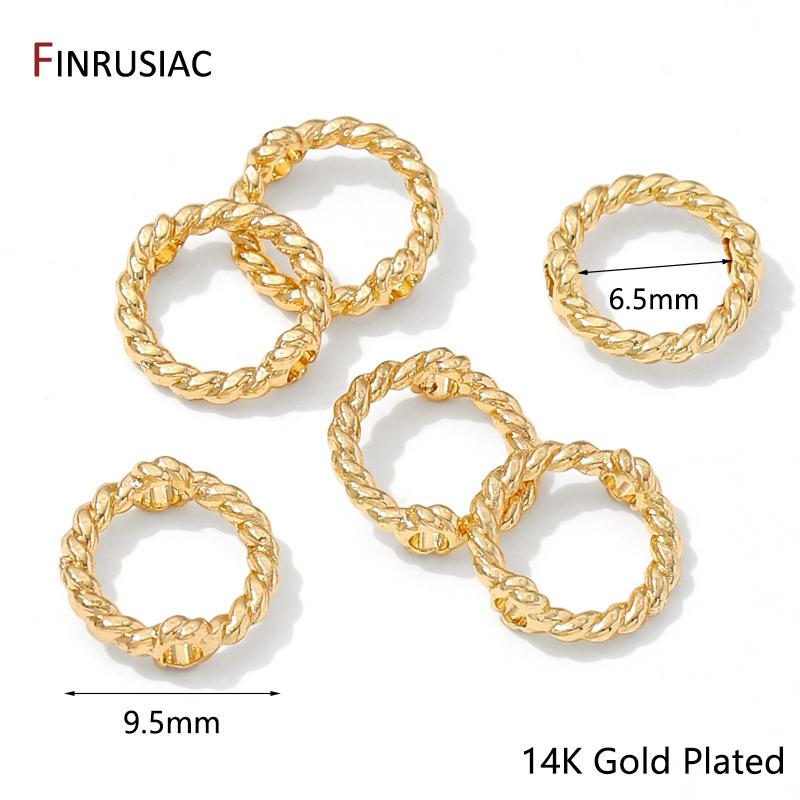 

14/18K Gold Plated Brass Stripe Bead Frame,Double Holes Spacer Bead Ring Connectors for DIY Necklaces Bracelets Making Findings 10 pieces