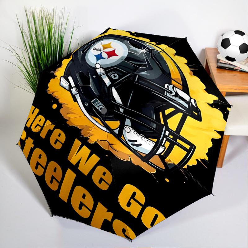 Pittsburgh Steelers Logo Umbrella - Automatic Open/Close, Compact 8-Rib Lightweight Umbrella Essential for outdoorPicnic Accessory Fan Gifts