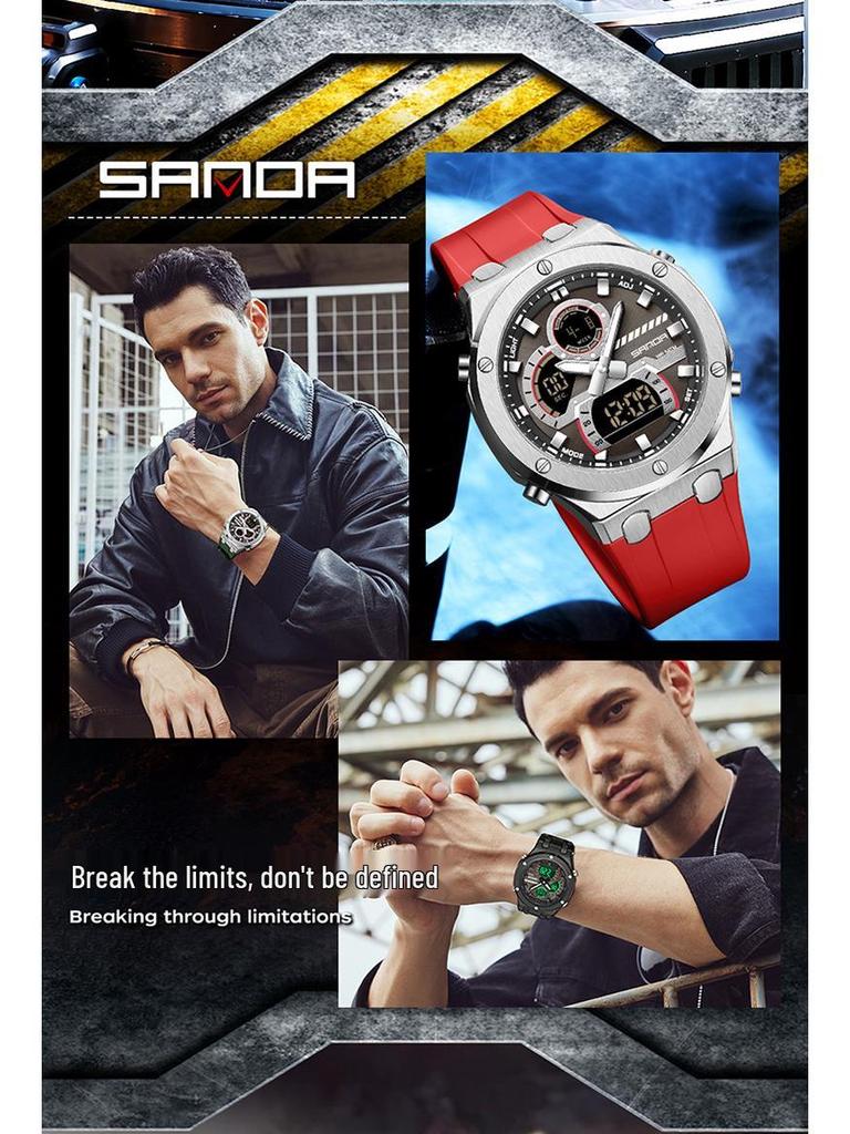 Sanda Trendy Multifunctional Waterproof Student Wristwatch with World Time Display