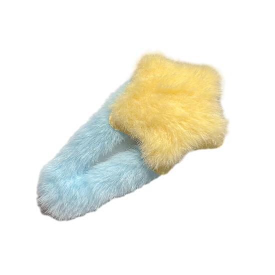 4Pcs Hairpin Plush Star Shape Bang Hair Clamp Kids Warm Autumn Winter Hair Clip Firm Hold No Scratch Hair Accessory