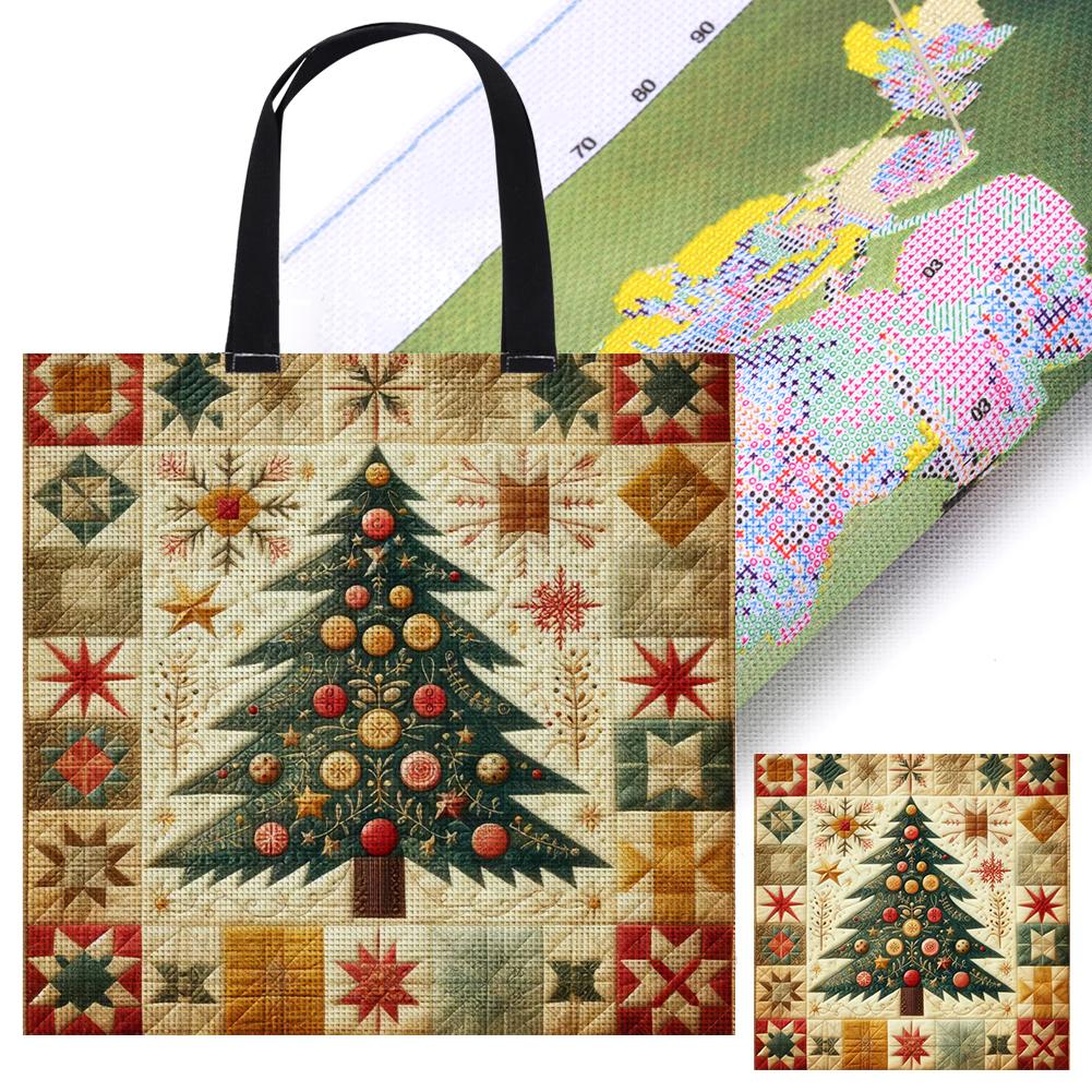 

11CT Печать Рождественский Снеговик Холщовая Сумка Тоут Набор для Вышивки Крестом 40x40см Холщовая Сумка Набор Для Рукоделия Вышивка Набор