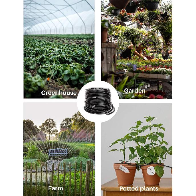 100 ft Drip Irrigation Tubing, 1/4 Inch Drip Line Irrigation Hose with 20 Pcs Drip Irrigation Parts, Drip Irrigation Kit by MoHern