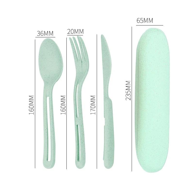 

Набор столовых приборов из пшеничной соломы, экологически чистые столовые приборы 3 в 1, столовые приборы для пикника, офиса, школы, портативная небольшая столовая посуда, набор столовых приборов для кемпинга