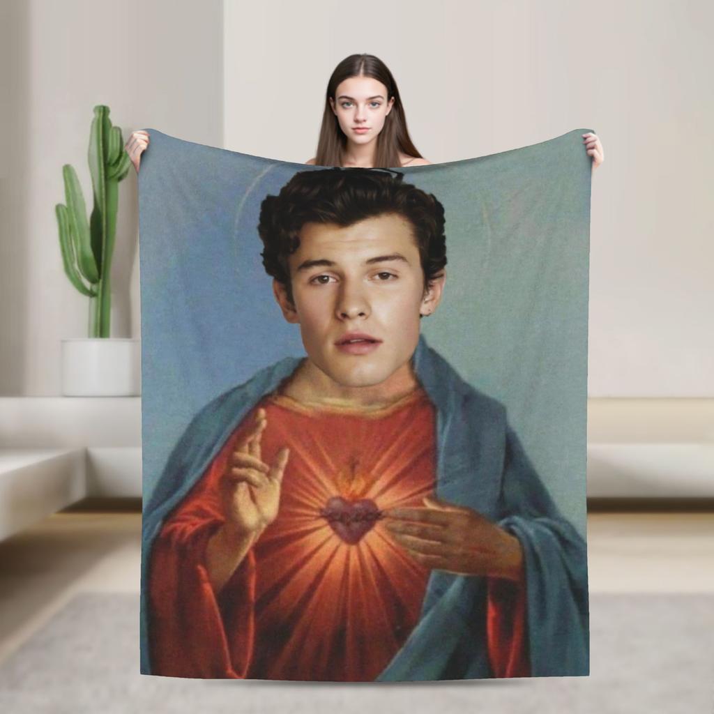 Warm Blanket Adult Decorative Rapper Shawn Mendes Throw Blanket Flannel Bedspread For Couch Chair Street Trend Sofa Bed Cover