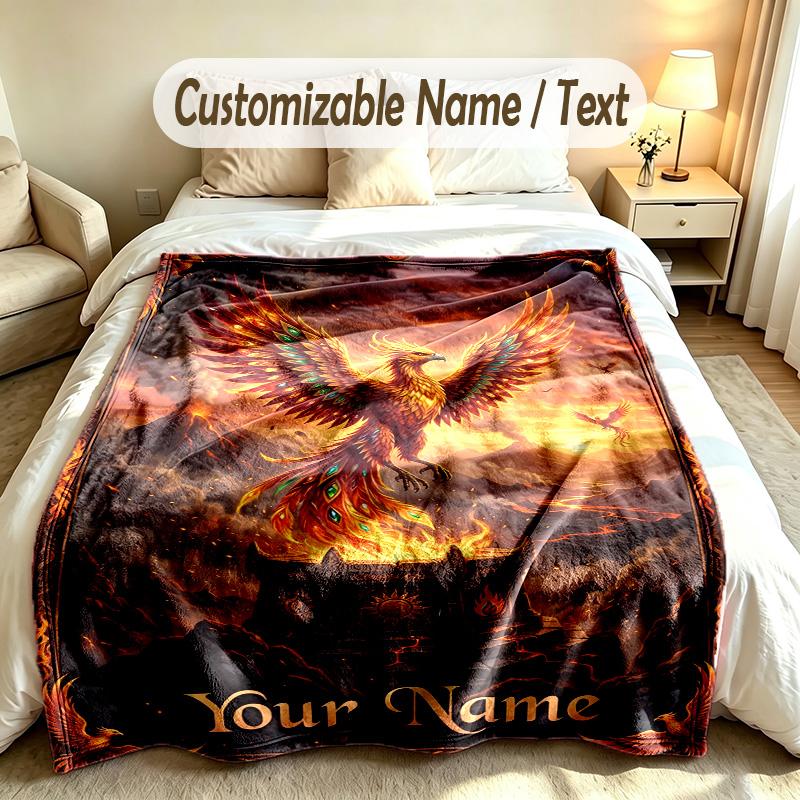 Drachen Phoenix Thema Weiche Decke Personalisierter Benutzerdefinierter Name Text Druck Warme Decke Haus Sofa Schlafzimmer Dekor