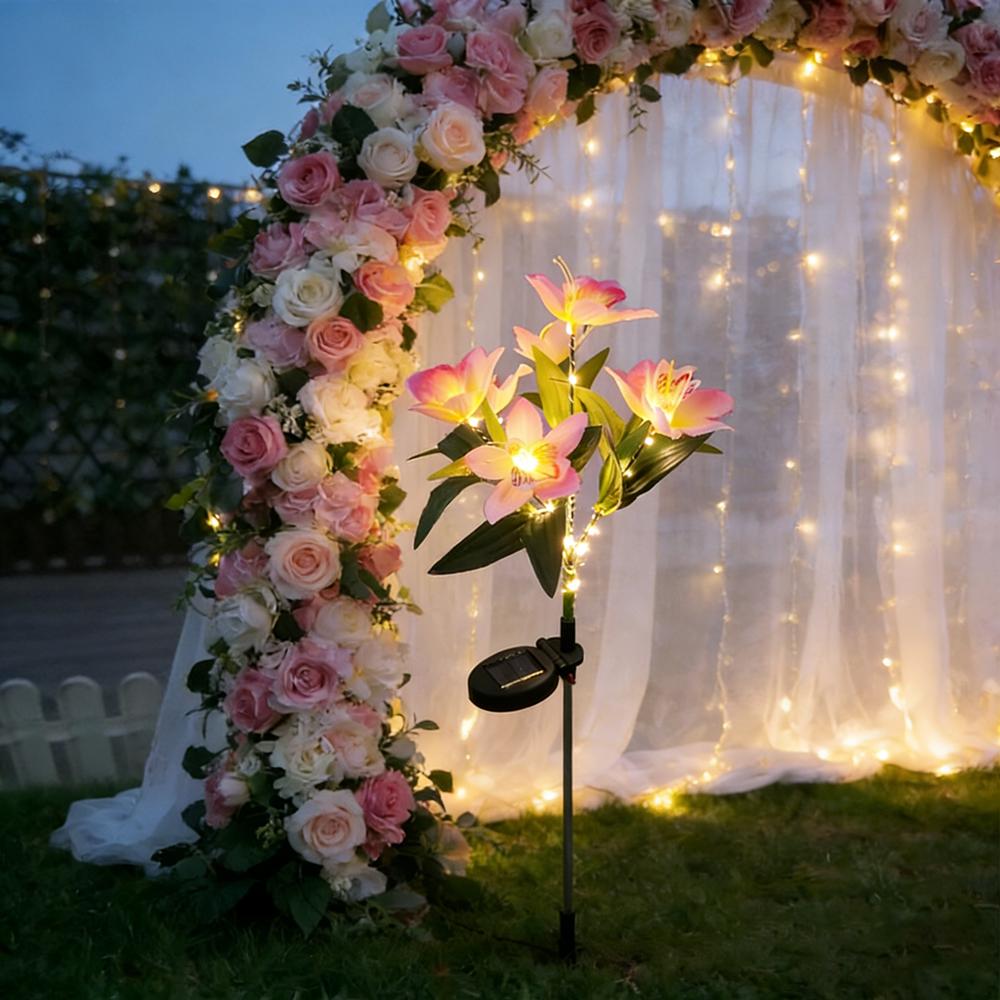 

Wedding Decoration Solar Orchid Light LED Flowers Garden Home Decorative Light Landscape Orchid Rose Lamp Yard Lawn Path Decor