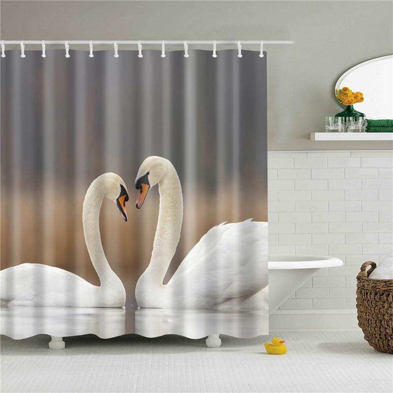 Fabric Shower Curtain Cute Cartoon Hippo Animals Dogs Cats Deer Bath Curtain Waterproof Polyester Bathroom Curtain With Hooks