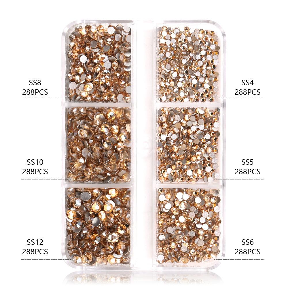 Ss4-Ss12 Boxed Nail Art, Flat Bottom Rhinestone Diy Nail Art Diamond Nail Decorative Accessories 1728 Pcs