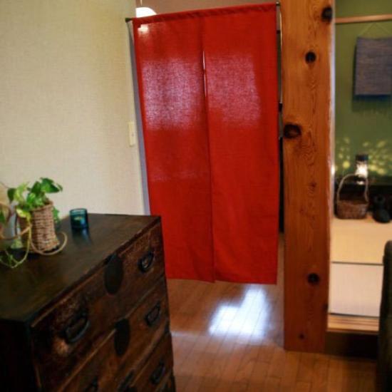 Sunny Day Fabric Width 85cm x Length Cotton Linen Japanese Style Curtain, Red, Approx. 170cm, Plain,